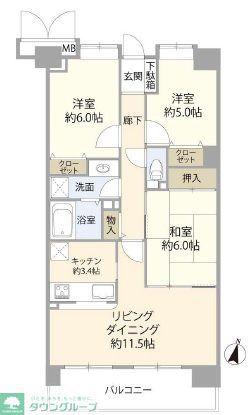 ザ・ウインベル与野(3LDK/10階)の間取り写真