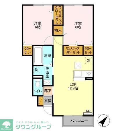 グリーンコート参番館(2LDK/1階)の間取り写真