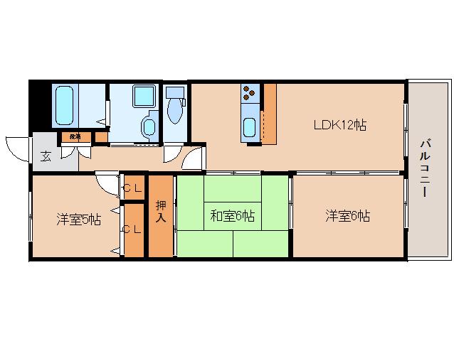 パラッツォ春崎(3LDK/2階)の間取り写真