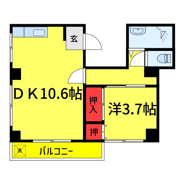 コーポセブン(1LDK/3階)の間取り写真