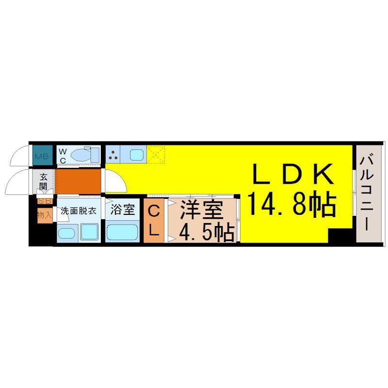 ALBA GRANDE 名護屋(1LDK/5階)の間取り写真