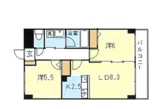 ハーベストヒルズ溝の口I(2LDK/4階)の間取り写真