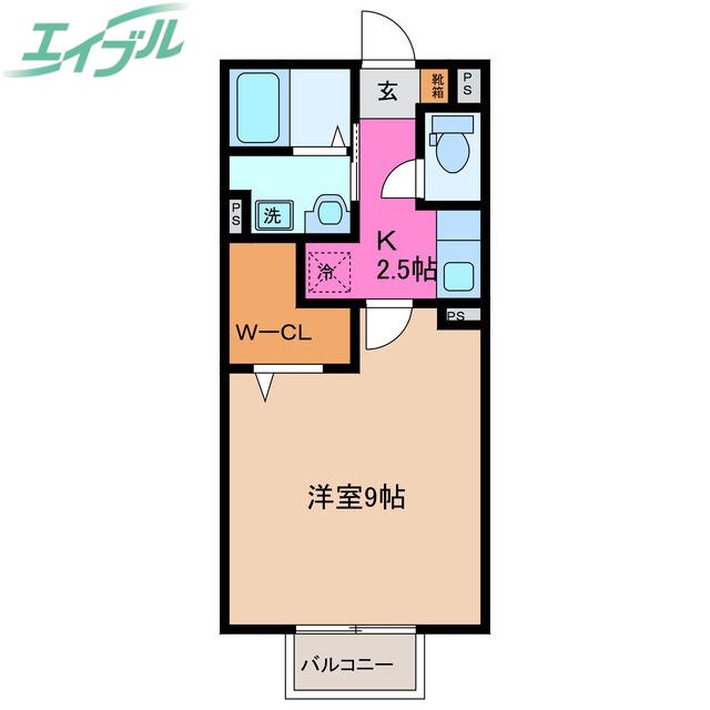 グランディール新正(1K/2階)の間取り写真