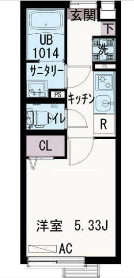 イクシオ光(1K/2階)の間取り写真