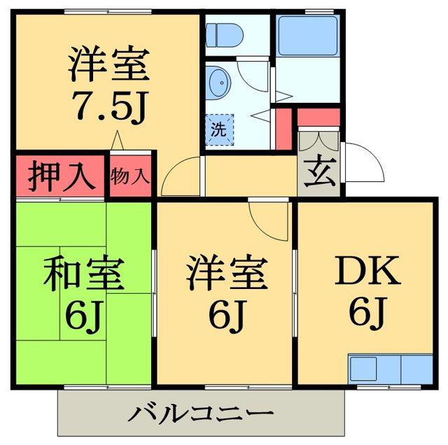 メゾンクレール四番館(3DK/2階)の間取り写真