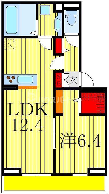 プレジール南柏(1LDK/3階)の間取り写真