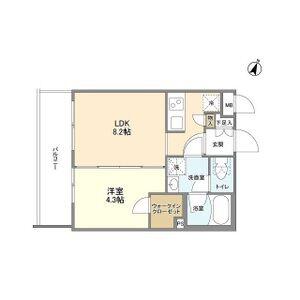 ウェルスクエア芦屋(1LDK/1階)の間取り写真