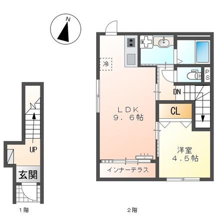 クレスト・若宮(1LDK/2階)の間取り写真