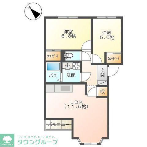 プランドール(2LDK/1階)の間取り写真