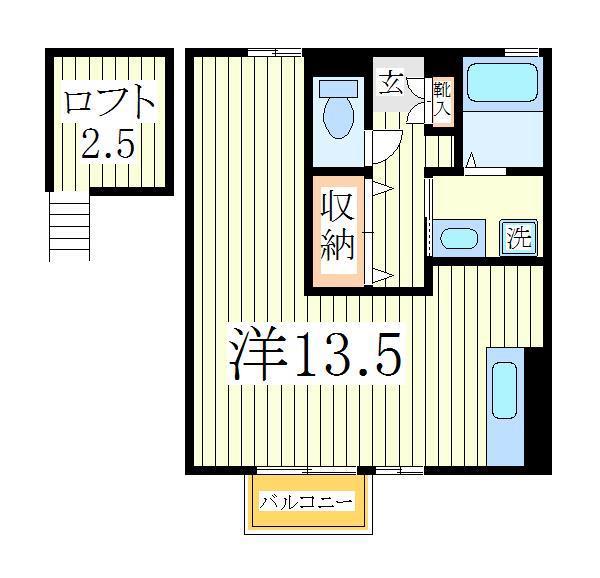 ビューテラスハイム天王台(ワンルーム/2階)の間取り写真
