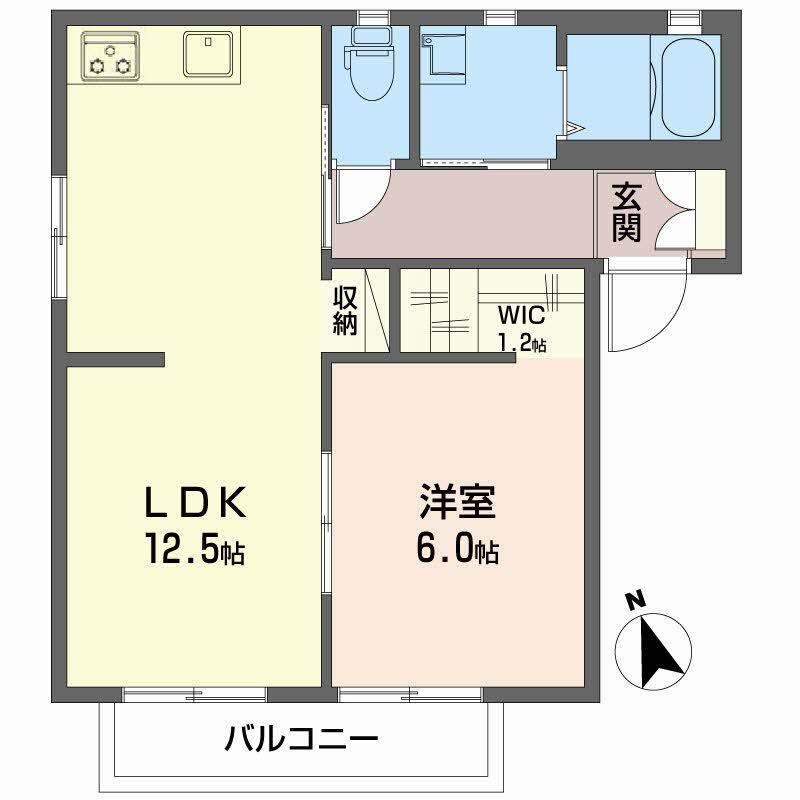 アビーロードA(1LDK/2階)の間取り写真