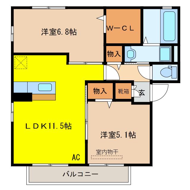 アムルーズ(2LDK/2階)の間取り写真