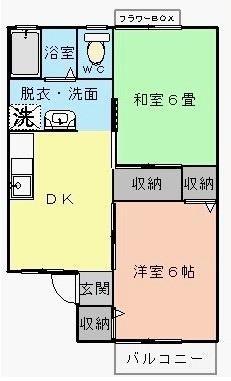 アリコベール(2DK/2階)の間取り写真