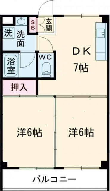 エステートKOUWA(2DK/2階)の間取り写真