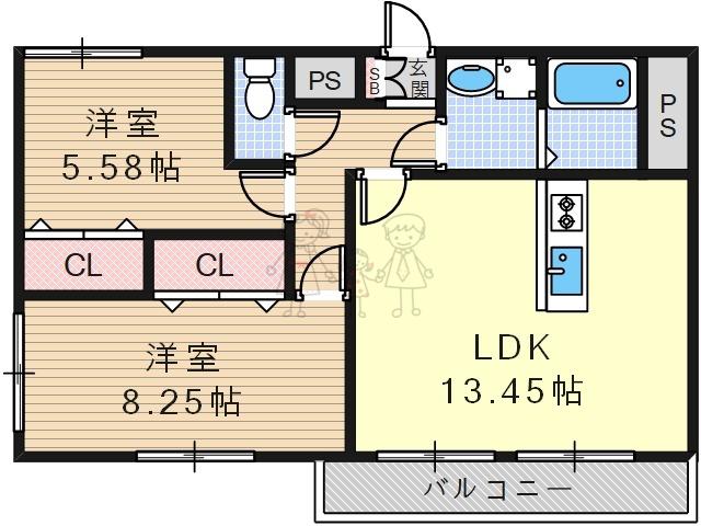 BUDS8(2LDK/1階)の間取り写真
