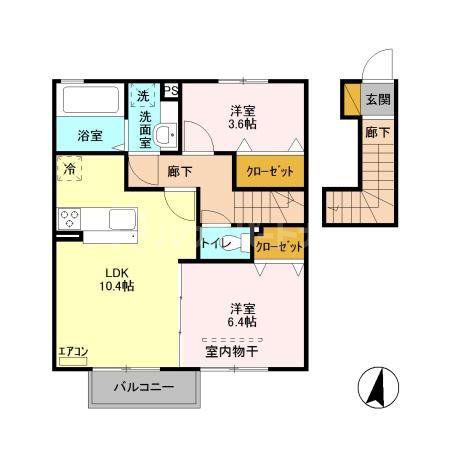 メゾンエミールI(2LDK/2階)の間取り写真