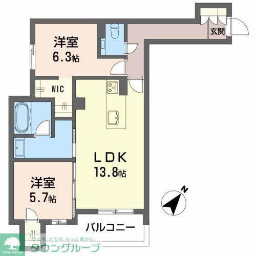 プルメリア(2LDK/2階)の間取り写真