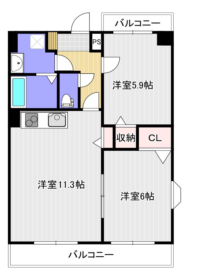 アメニティ桜マンション(2LDK/3階)の間取り写真