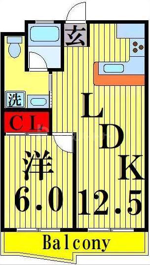 リバシティー1(1LDK/4階)の間取り写真
