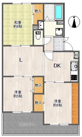 サニ-ハイツ高台A棟(3LDK/3階)の間取り写真