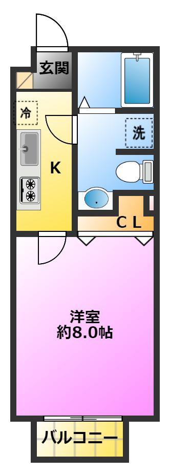 AMOUR芭蕉館(1K/1階)の間取り写真
