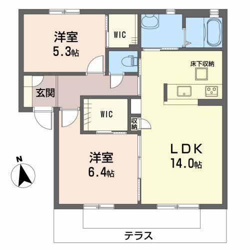 カルムリー溝口駅前(2LDK/1階)の間取り写真
