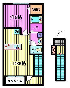 イリーデ南浦和(1LDK/3階)の間取り写真