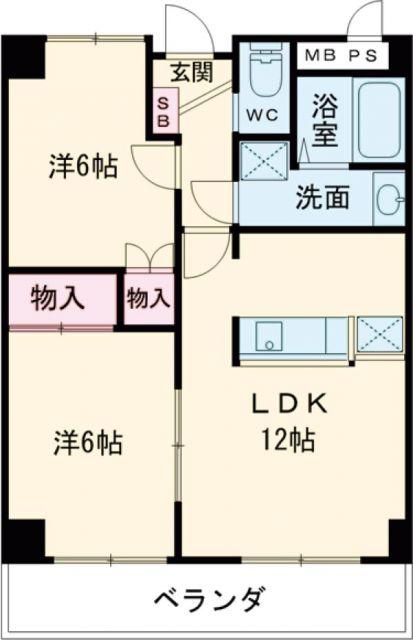 近鉄名古屋線 近鉄弥富駅 徒歩12分 5階建 築27年(2LDK/4階)の間取り写真