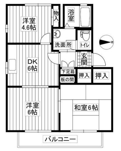 パークアヴェニュー(3DK/2階)の間取り写真
