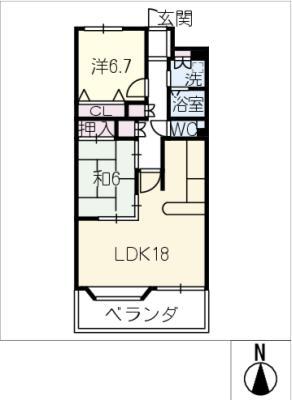 サンパーク高岳駅前1402(2LDK/14階)の間取り写真