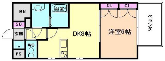 センターヒル御幣島(1DK/7階)の間取り写真