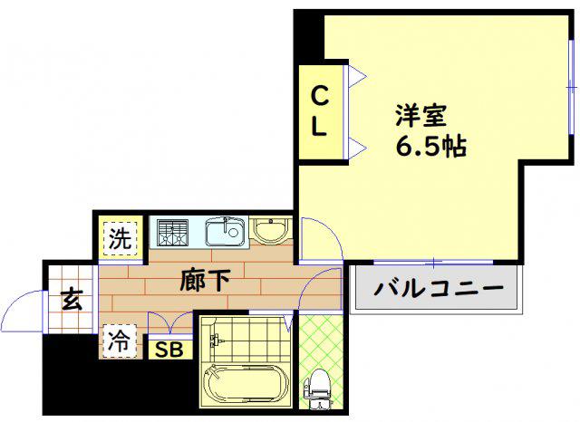 YAHATA西長堀(1K/6階)の間取り写真