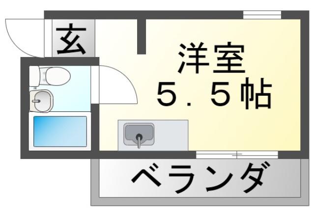 ハッピー・ド・千里山(ワンルーム/1階)の間取り写真