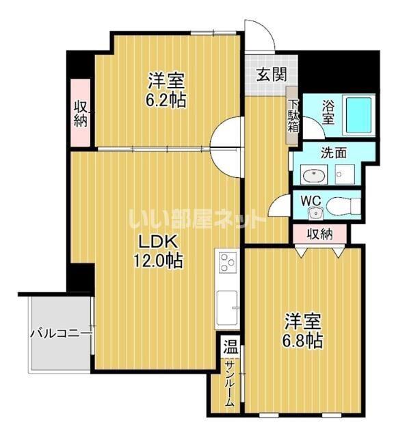 アクシルコート富山駅北(2LDK/8階)の間取り写真