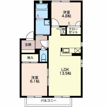 COURTAZELIAE棟(2LDK/2階)の間取り写真