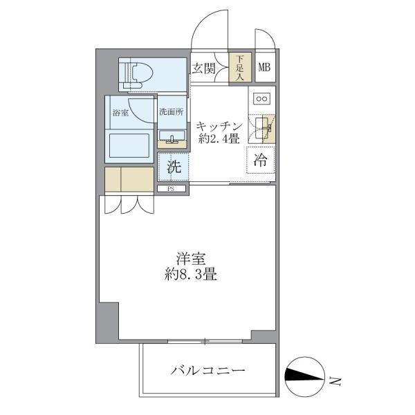 レクシード両国駅前(1K/7階)の間取り写真