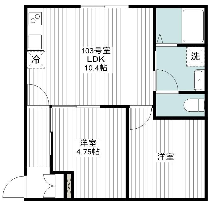 シュカ千川(2LDK/1階)の間取り写真
