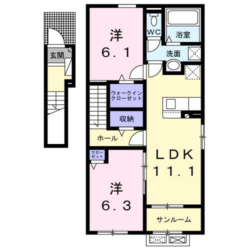 LUXOR G I(2LDK/2階)の間取り写真