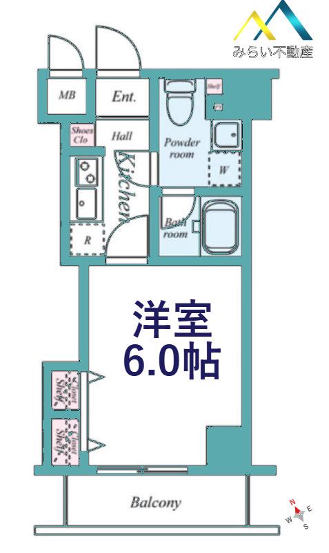 グリフィン横浜・山下町(1K/4階)の間取り写真