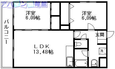 エスポアール弐番館(2LDK/7階)の間取り写真