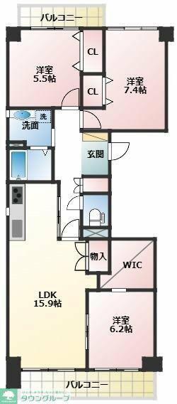 ニューシテイ東戸塚南の街壱号館(3LDK/10階)の間取り写真