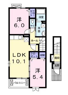 フォルテ・辻之(2LDK/2階)の間取り写真
