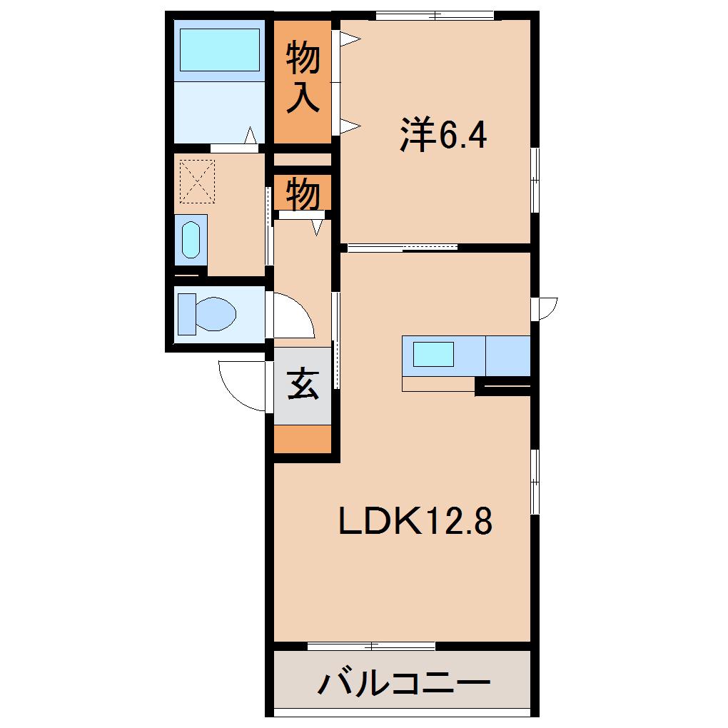ベレオ新通(1LDK/2階)の間取り写真