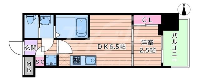 セレニテ中崎町リアン(1DK/11階)の間取り写真