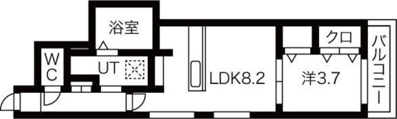 ラグゼ北大前(1LDK/4階)の間取り写真