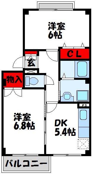 リヴィエールB(2DK/1階)の間取り写真