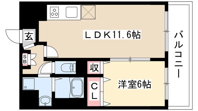 トンシェトア(1LDK/4階)の間取り写真