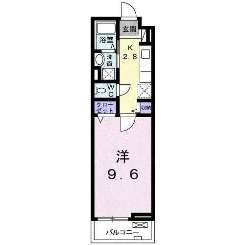 ウィステリア(1K/2階)の間取り写真