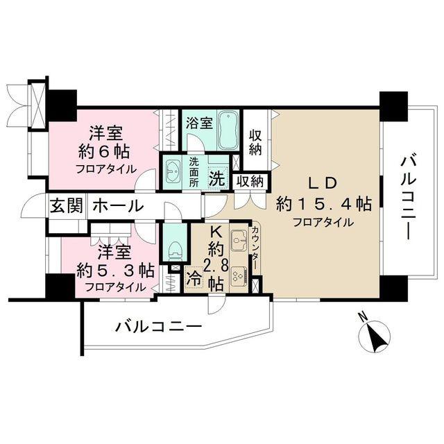 アドリーム落合(2LDK/9階)の間取り写真