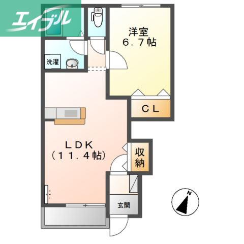メゾン・エスポワール(1LDK/1階)の間取り写真